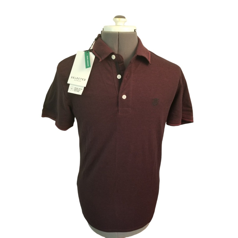 Selected Homme Polo Men's Shirt Size M Short Sleeve Port Royale,PIT TO PIT 19 IN